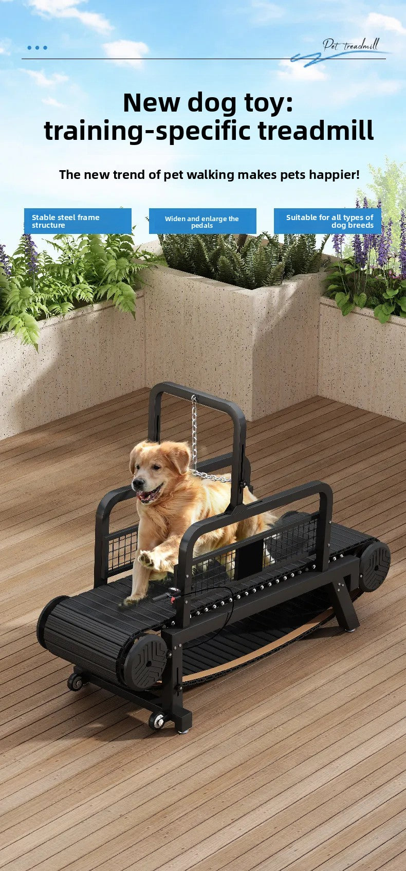 Dog Treadmill, Non-motorized, Quiet, Smooth, Adjustable Pet Treadmill, Pit Bull Training Equipment with Brakes and Speedometer