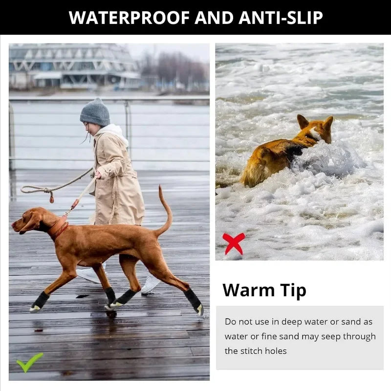 Walk 4 Pcs Dog Shoes Waterproof Small Large Breeds Dog Shoes Breathable Reflective Tape Dogs Walking Non Slip Pet Product