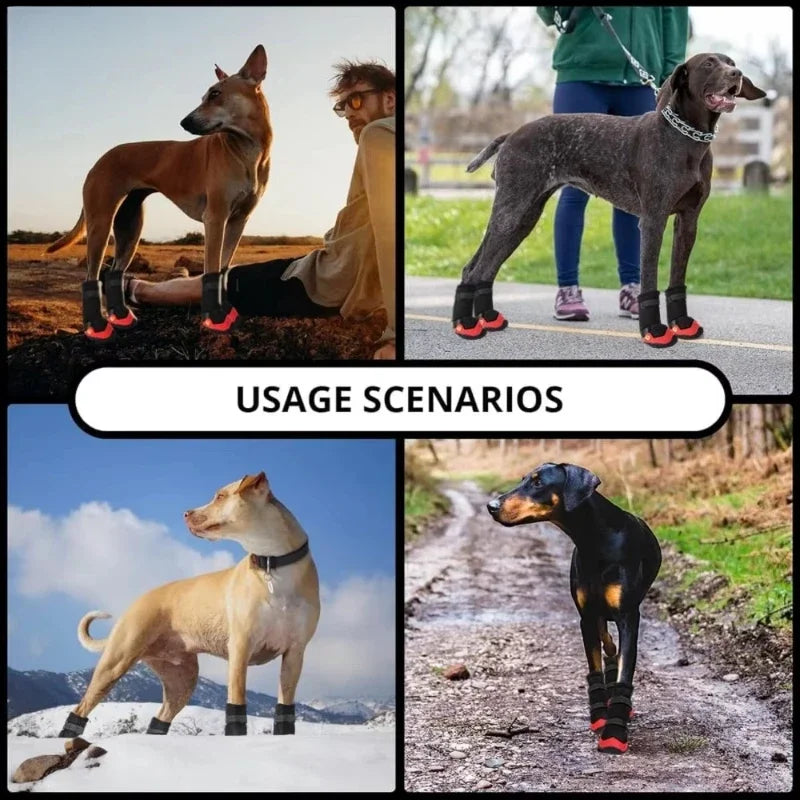 Walk 4 Pcs Dog Shoes Waterproof Small Large Breeds Dog Shoes Breathable Reflective Tape Dogs Walking Non Slip Pet Product