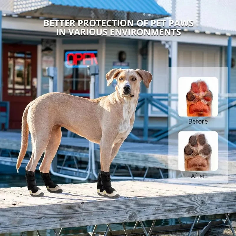 Walk 4 Pcs Dog Shoes Waterproof Small Large Breeds Dog Shoes Breathable Reflective Tape Dogs Walking Non Slip Pet Product