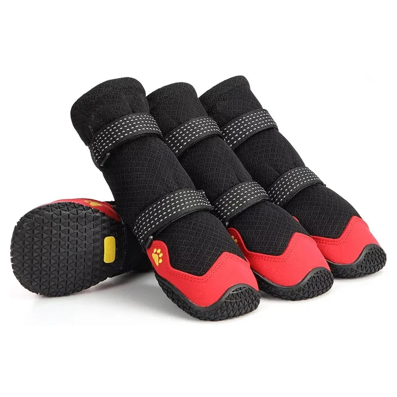Walk 4 Pcs Dog Shoes Waterproof Small Large Breeds Dog Shoes Breathable Reflective Tape Dogs Walking Non Slip Pet Product