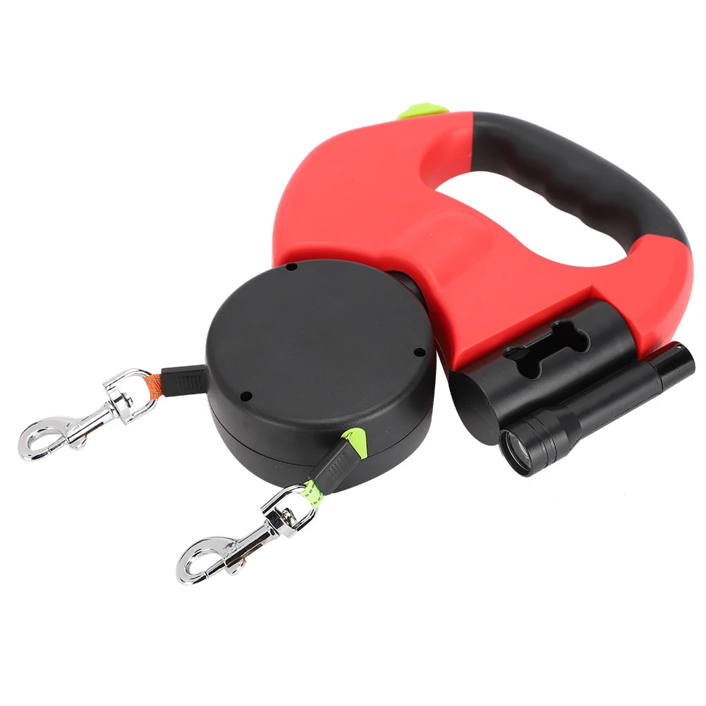 Pet Product Pet Walking  Automatic Extendable Flexible Dog Cat Traction Rope Dual Headed Hand Holding with LED Light