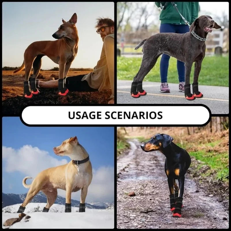 Walk 4 Pcs Dog Shoes Waterproof Small Large Breeds Dog Shoes Breathable Reflective Tape Dogs Walking Non Slip Pet Product